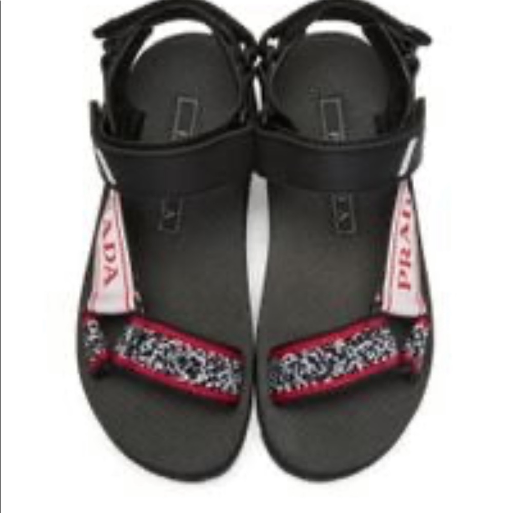 Prada Nomad sandals 7 pink red black sold out
